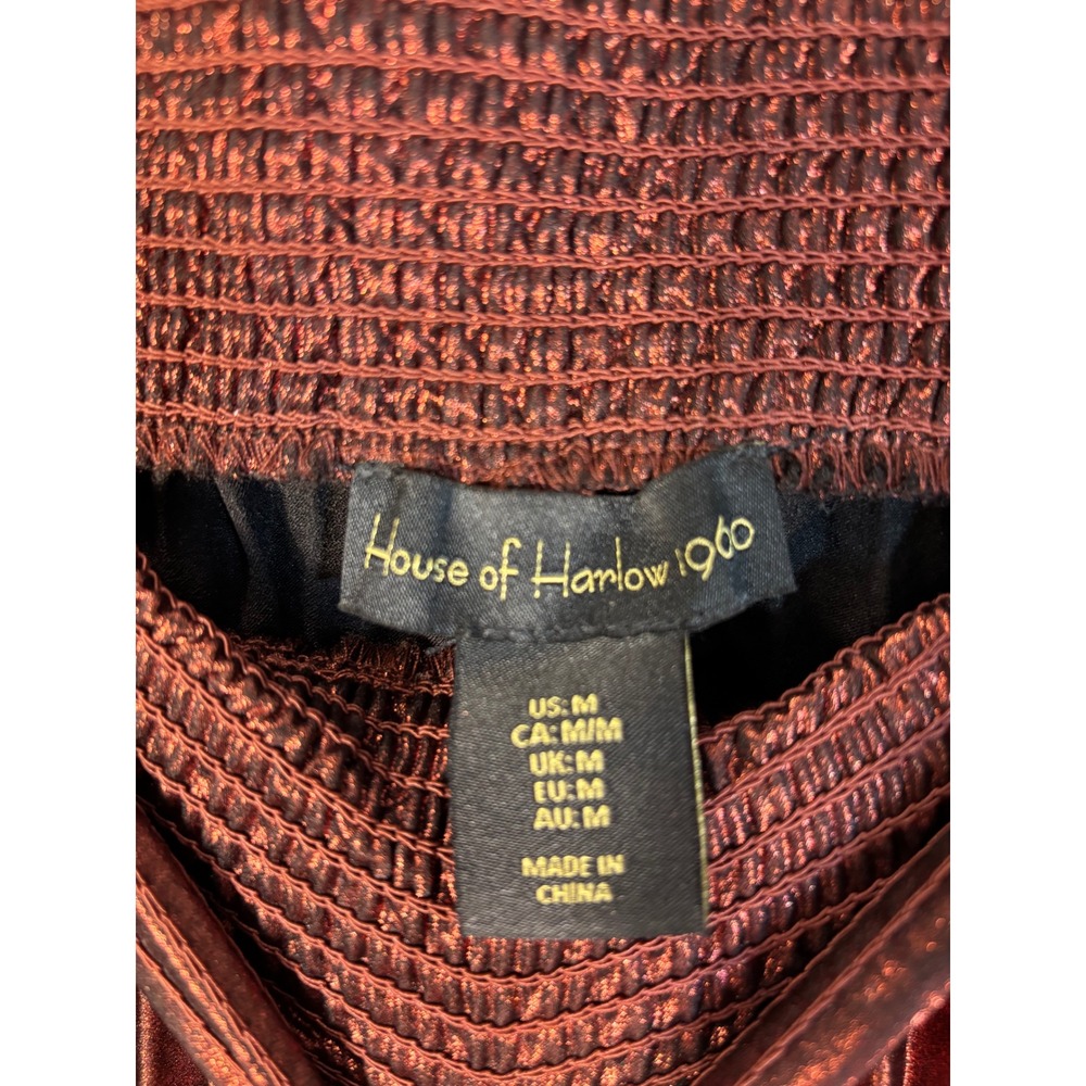 House of Harlow 1960 Pleated Shimmering Copper Party Skirt Sz M Fall - Picture 3 of 15